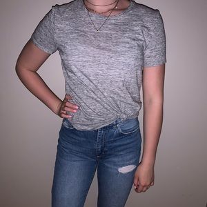 Basic grey T-shirt with tie